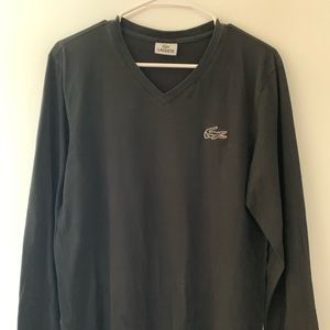 LACOSTE long sleeve black v neck t-shirt